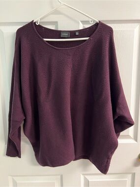 Cyrus Womens Deep Plum Ribbed Scoop-Neck Sweater